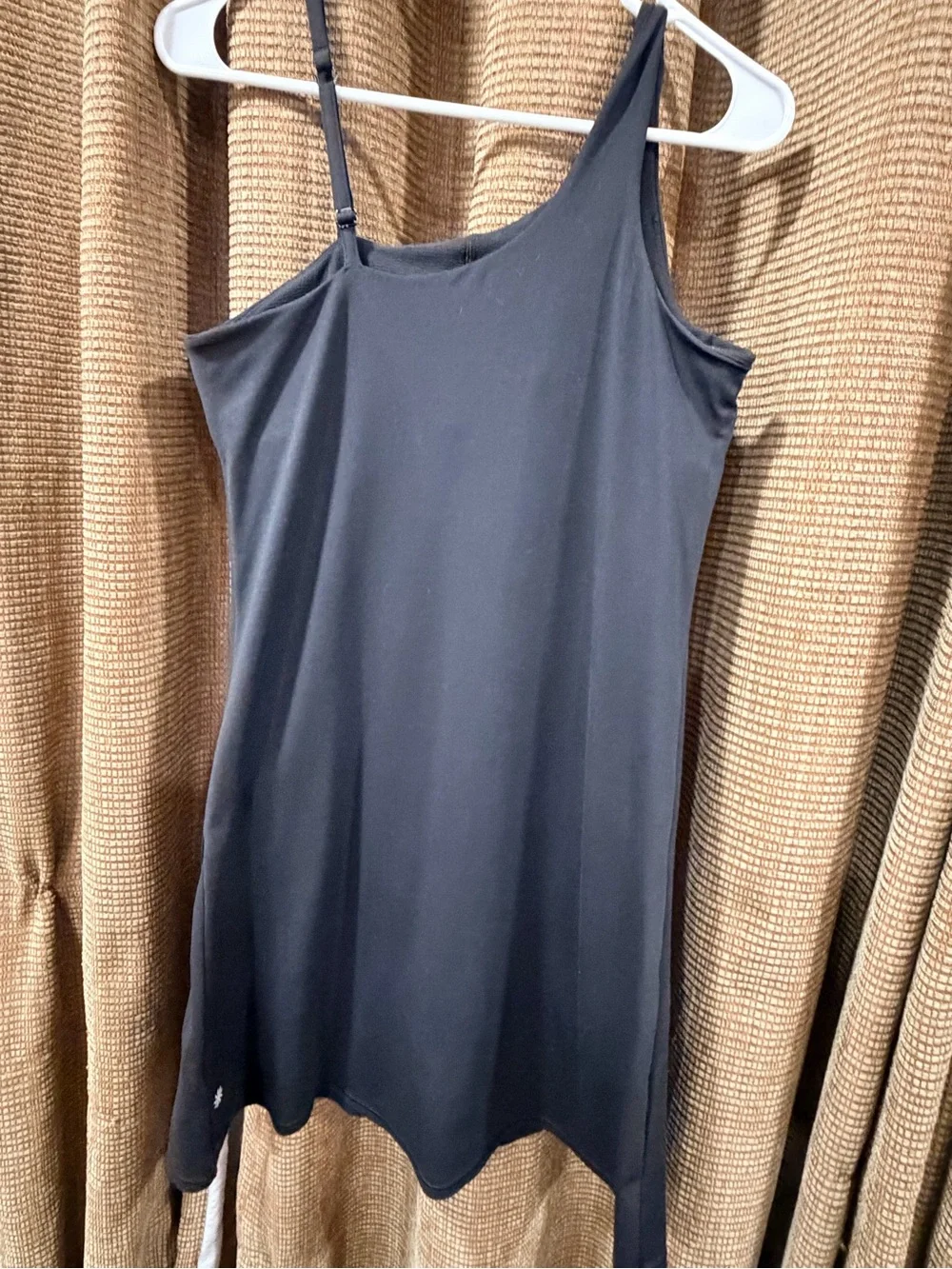 Athleta Black Asymmetrical Slip Dress with Thin Straps